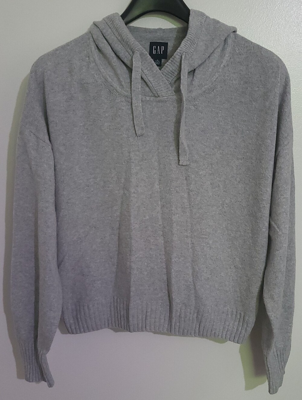 GAP CashSoft Hoodie Jersey Knit Sweater Light Heather Grey Size M Petite